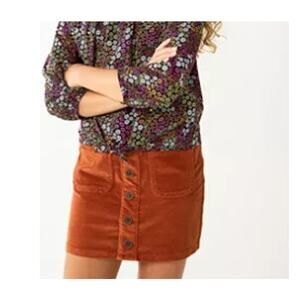 Cat & Jack Girls Corduroy Skirt, Button Front Rust Brown, Size M (8)